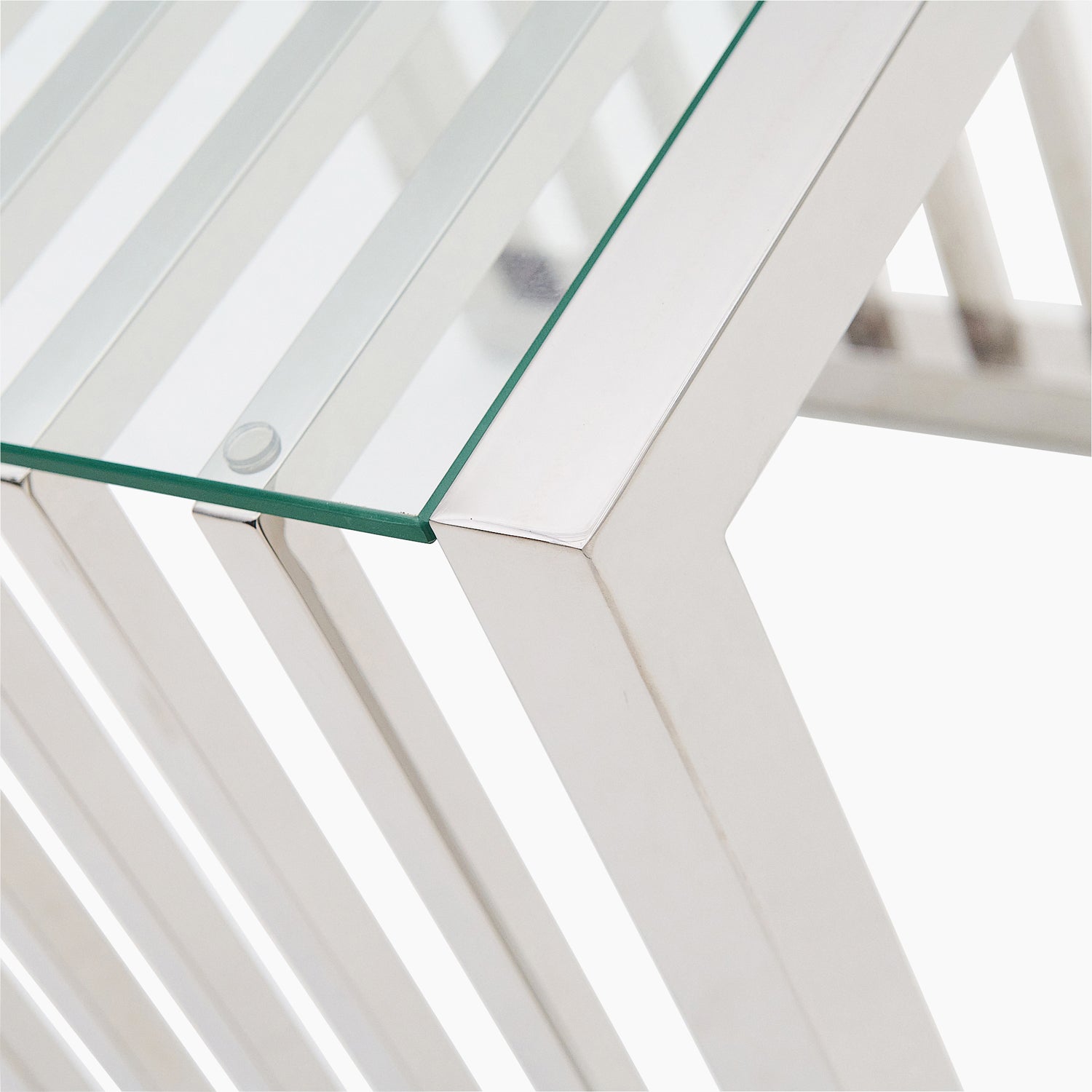 Napoli Side Table - Lamp Table Clear Glass / Stainless Steel Tables Sterling Home 6