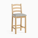 Navarre Bar Stool - Bar Stool Oak / Grey Fabric - Grey Chairs Sterling Home 1