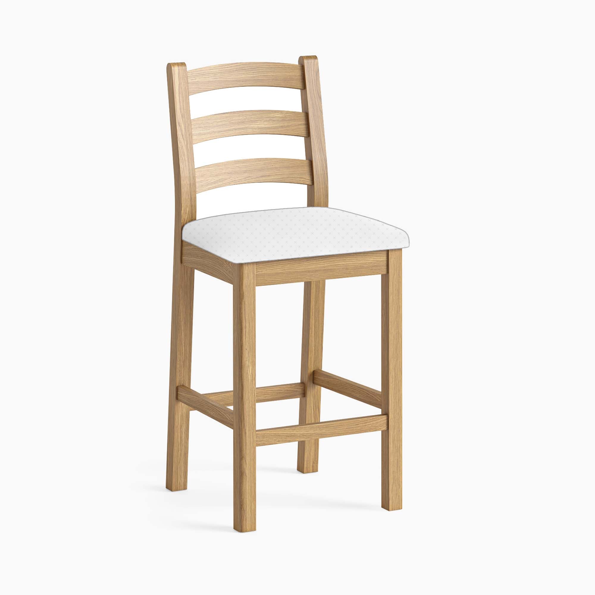 Navarre Bar Stool - Bar Stool Oak / Grey Fabric - Grey Chairs Sterling Home 3