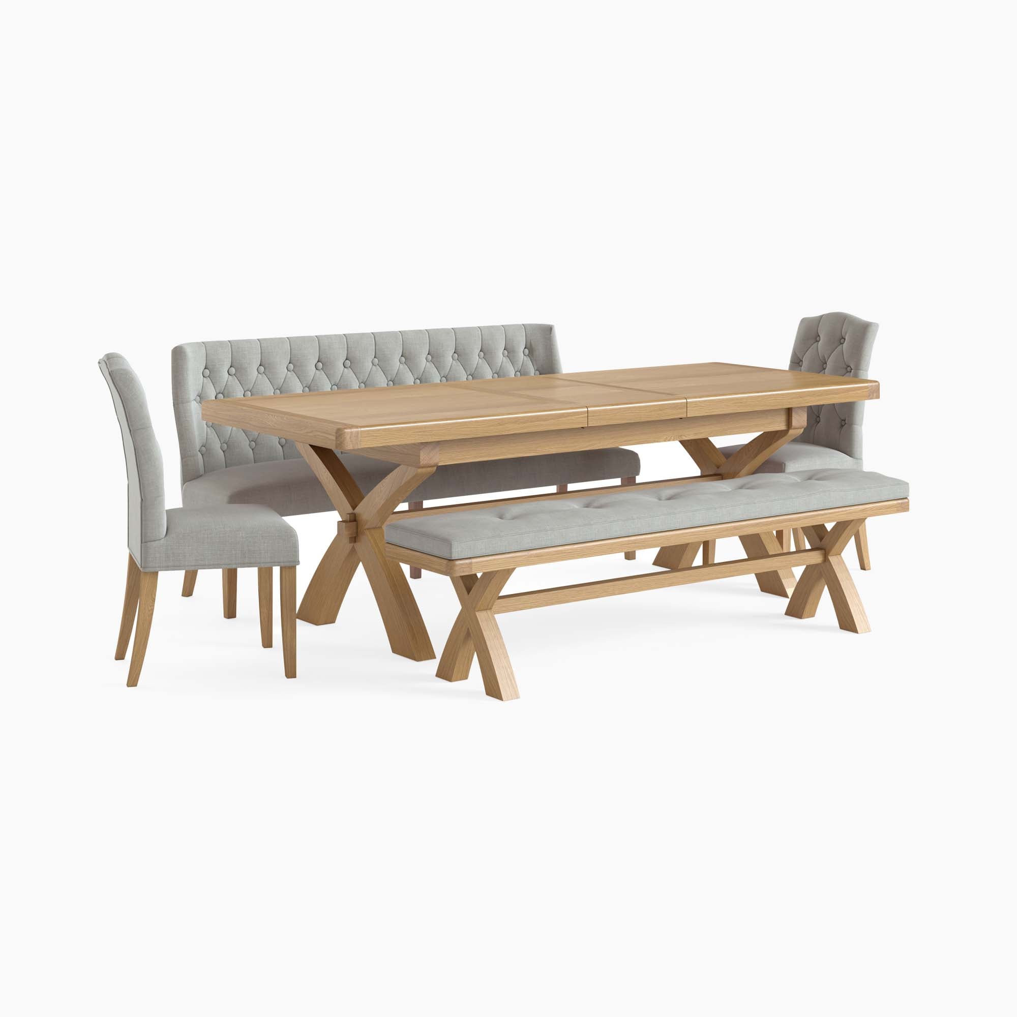 Navarre Button Back Bench - Button Back Sofa Grey Oak / Oak Veneer - Grey Chairs Sterling Home 2
