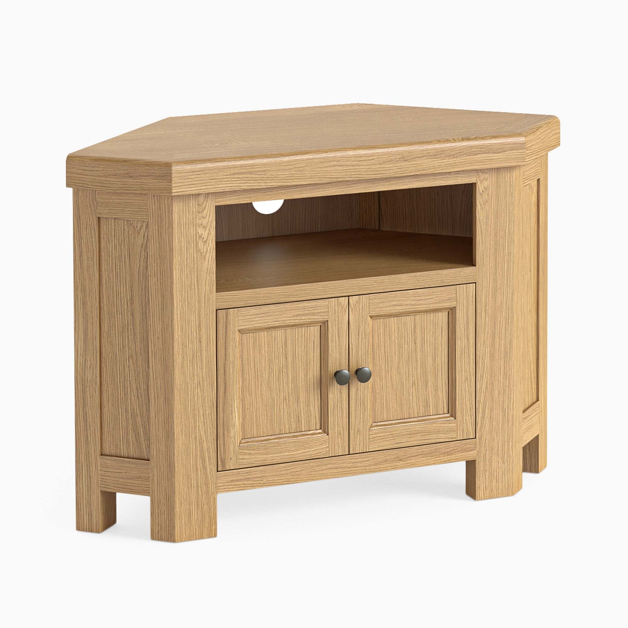 Navarre 2 Door Corner TV Unit - Corner TV Unit With 2 Doors Oak / Oak Veneer Storage Sterling Home 1