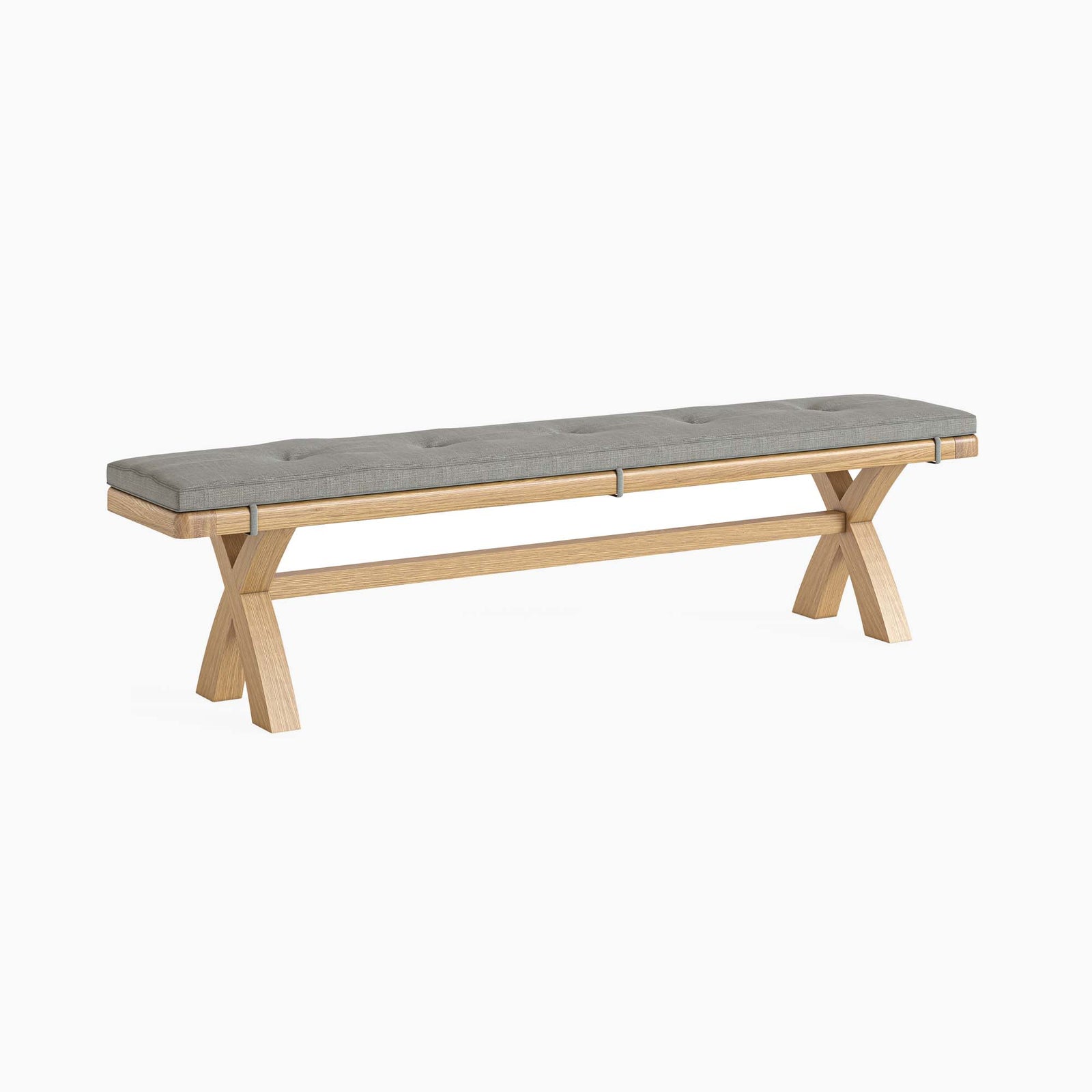 Navarre Cross Bench - Cross Bench Oak / Beige Fabric - Beige Chairs Sterling Home 3