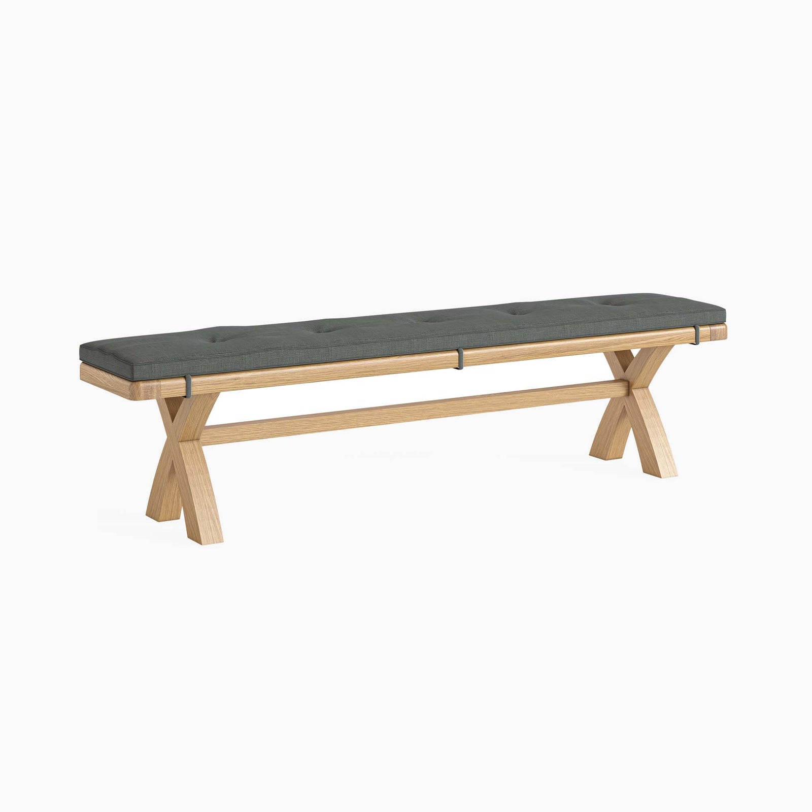 Navarre Cross Bench - Cross Bench Oak / Beige Fabric - Beige Chairs Sterling Home 4