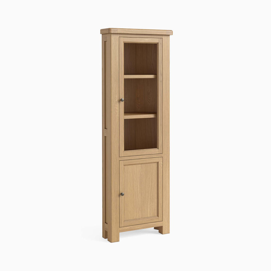 Navarre Corner Display Cabinet - Corner Display Cabinet Oak / Oak Veneer Storage Sterling Home 1