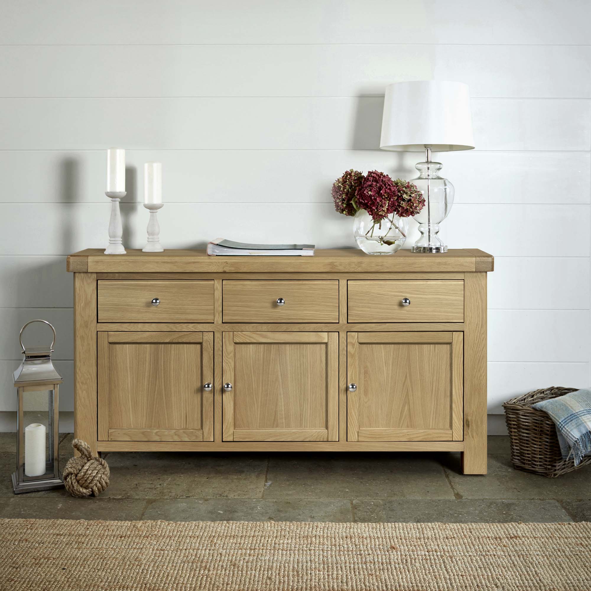 Navarre Large Sideboard - Large Sideboard Oak / Oak Veneer Storage Sterling Home 2