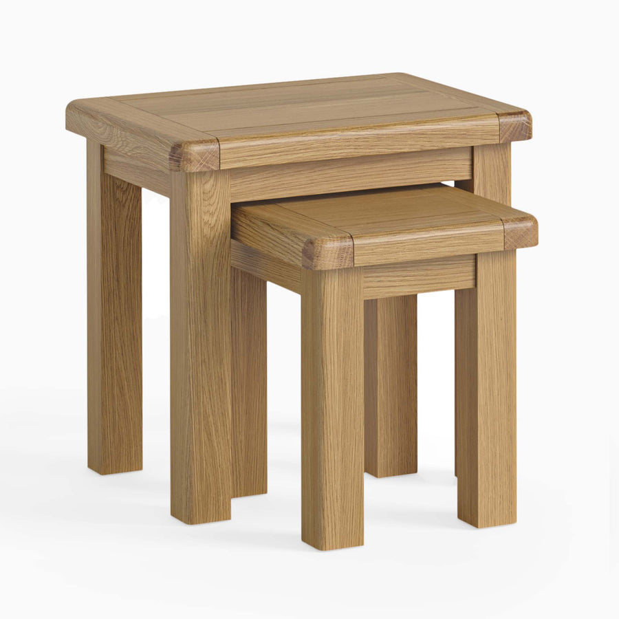 Navarre Nest of Tables - Nest of Tables Oak / Oak Veneer Tables Sterling Home 1