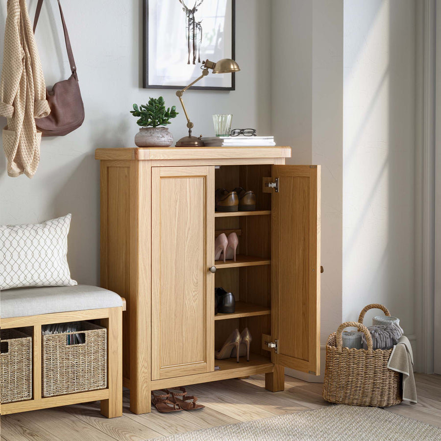 Navarre Shoe Cabinet - Shoe Storage Oak / Oak Veneer Storage Sterling Home 2