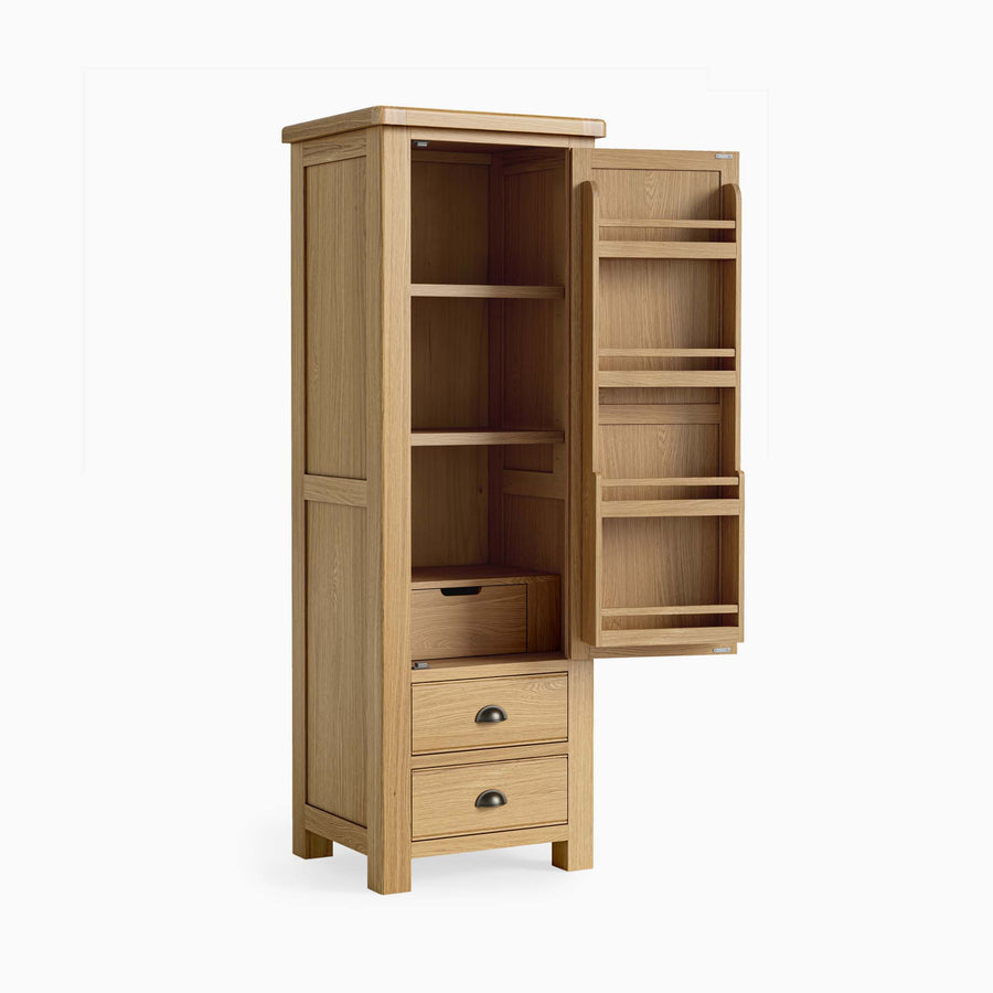 Navarre Slim Larder Cabinet - Single Larder Unit Oak / Oak Veneer Storage Sterling Home 2