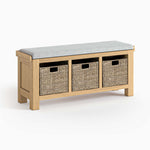Navarre Storage Bench - Storage Bench Oak / Beige Fabric - Beige Sterling Home 1