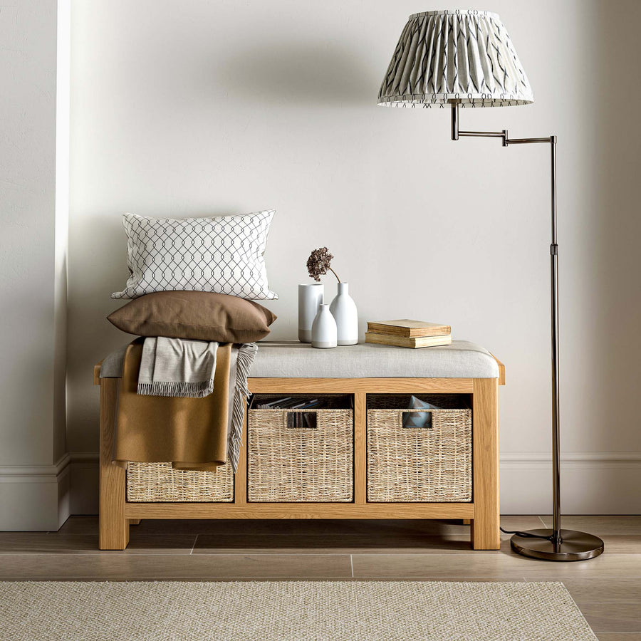 Navarre Storage Bench - Storage Bench Oak / Charcoal Fabric - Charcoal Storage Sterling Home 2