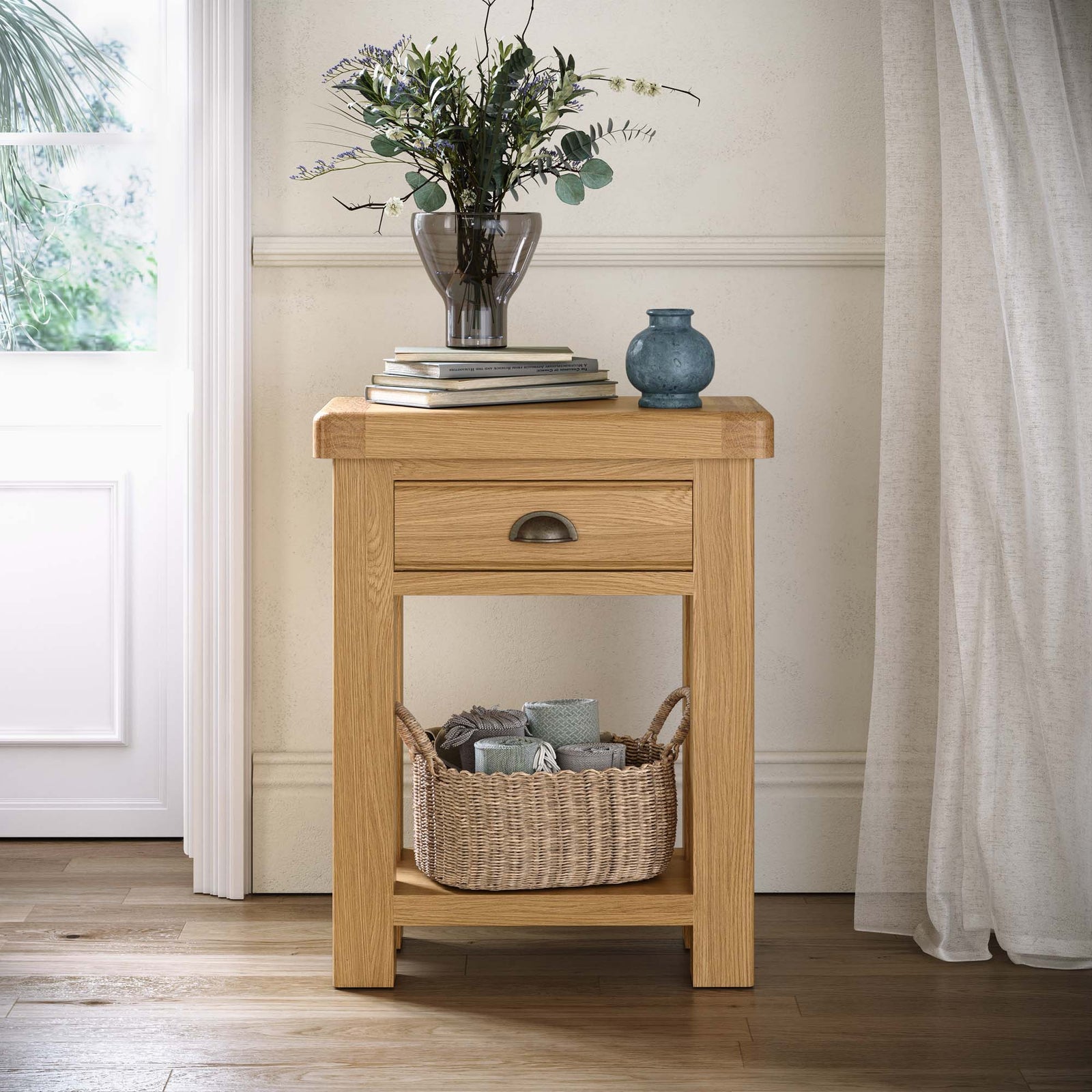 Navarre Telephone Table - Telephone Table Oak / Oak Veneer Tables Sterling Home 2
