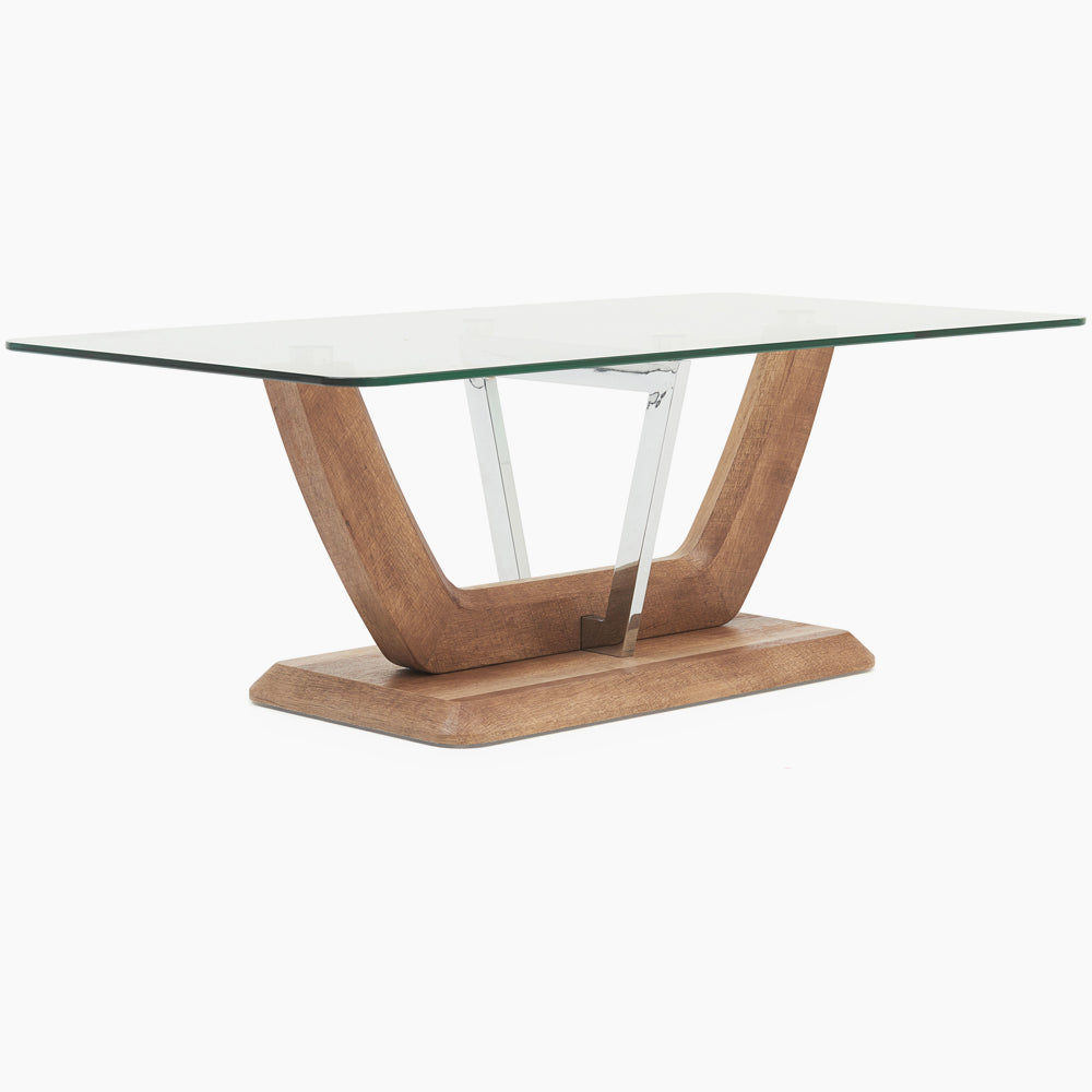 Newport Coffee Table - Coffee Table Two Tone / Chrome / Glass Sterling Home 2