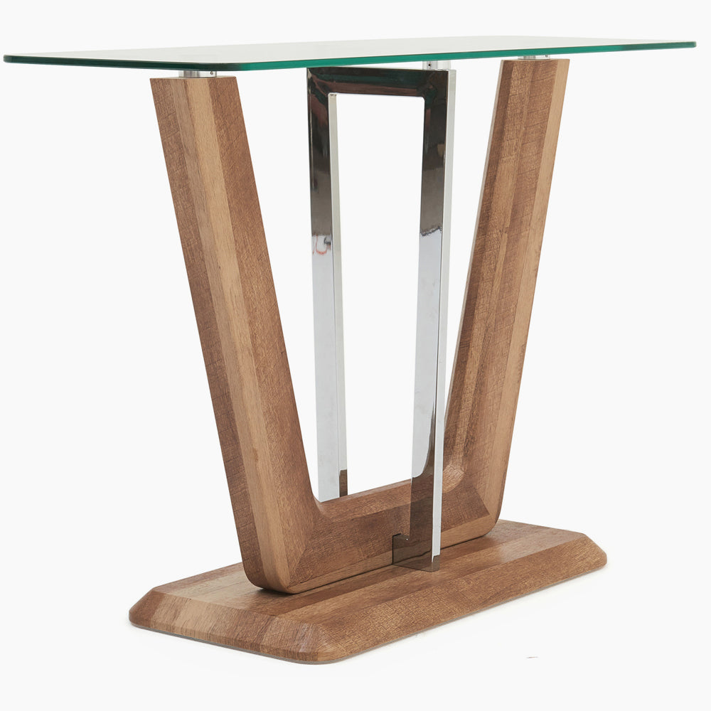 Newport Console Table - Sofa Table Two Tone / Chrome / Glass Sterling Home 2