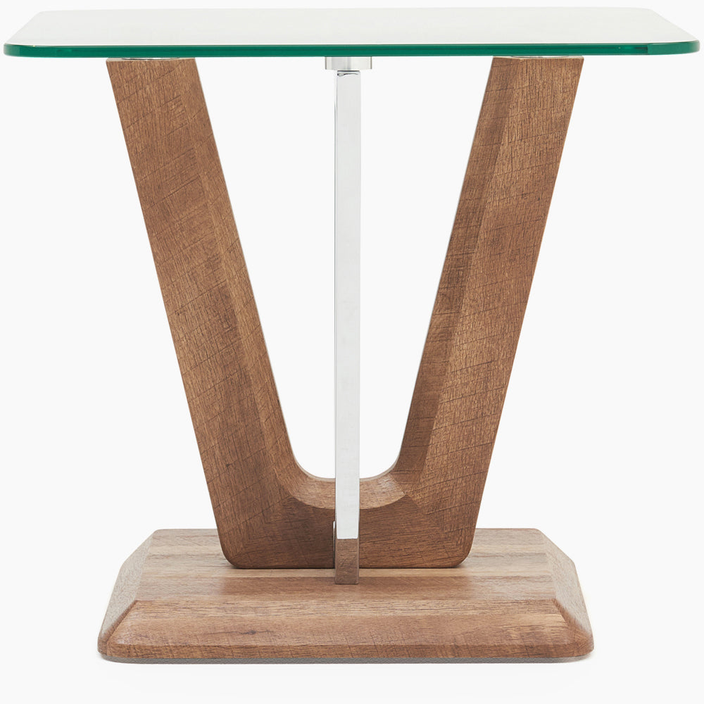 Newport Side Table - End Table Two Tone / Chrome / Glass Sterling Home 1