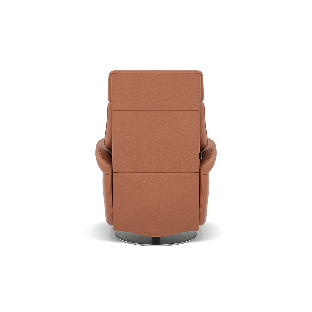 Nicoletti Break Recliner Armchair - Power Chair with Round Metal Base CB — Macao Cognac 363, gallery image 2