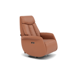 Nicoletti Break Recliner Armchair - Power Chair with Round Metal Base CB — Macao Cognac 363, gallery image 1