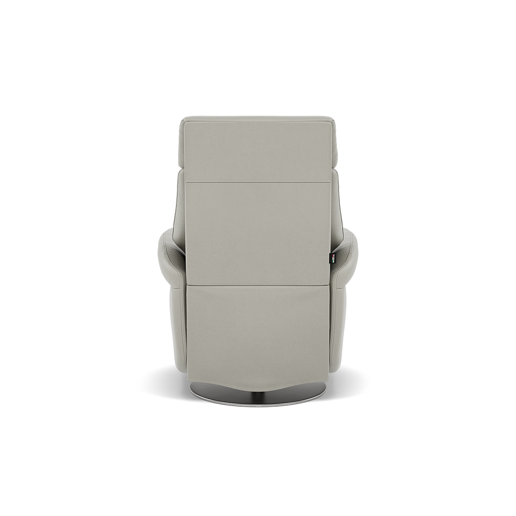Nicoletti Break Recliner Armchair - Power Chair with Round Metal Base CB — Macao Ice 371, gallery image 2