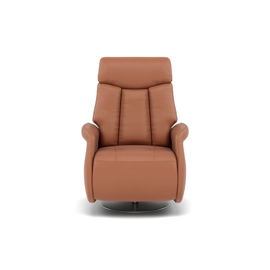 Nicoletti Break Recliner Armchair - Power Chair with Round Metal Base CB Armchairs Sterling Home 2 Macao Cognac 363