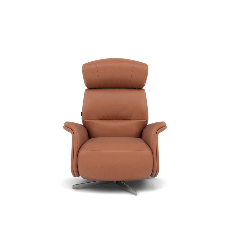 Nicoletti Happiness Recliner Armchair - Power Chair with Metal Base CB Armchairs Sterling Home Macao Cognac 363 2