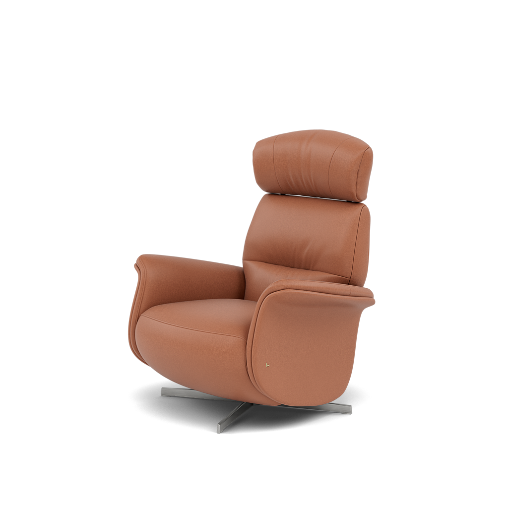 Nicoletti Happiness Recliner Armchair - Power Chair with Metal Base CB — Macao Cognac 363, gallery image 3