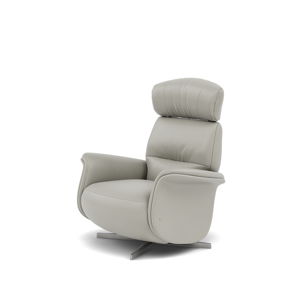 Nicoletti Happiness Recliner Armchair - Power Chair with Metal Base CB — Macao Ice 371, gallery image 3