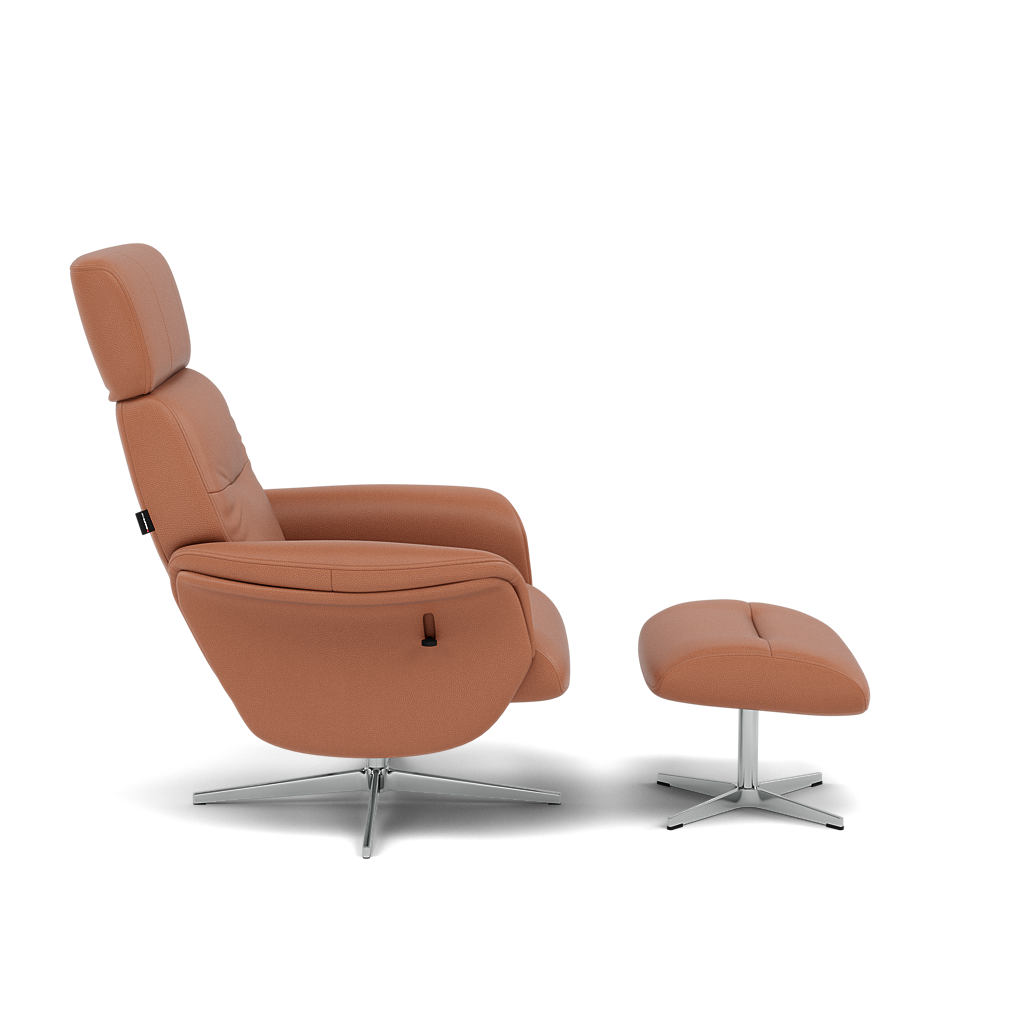 Nicoletti Love Recliner Armchair & Footstool - Manual Chair & Stool CB — Macao Cognac 363, gallery image 2