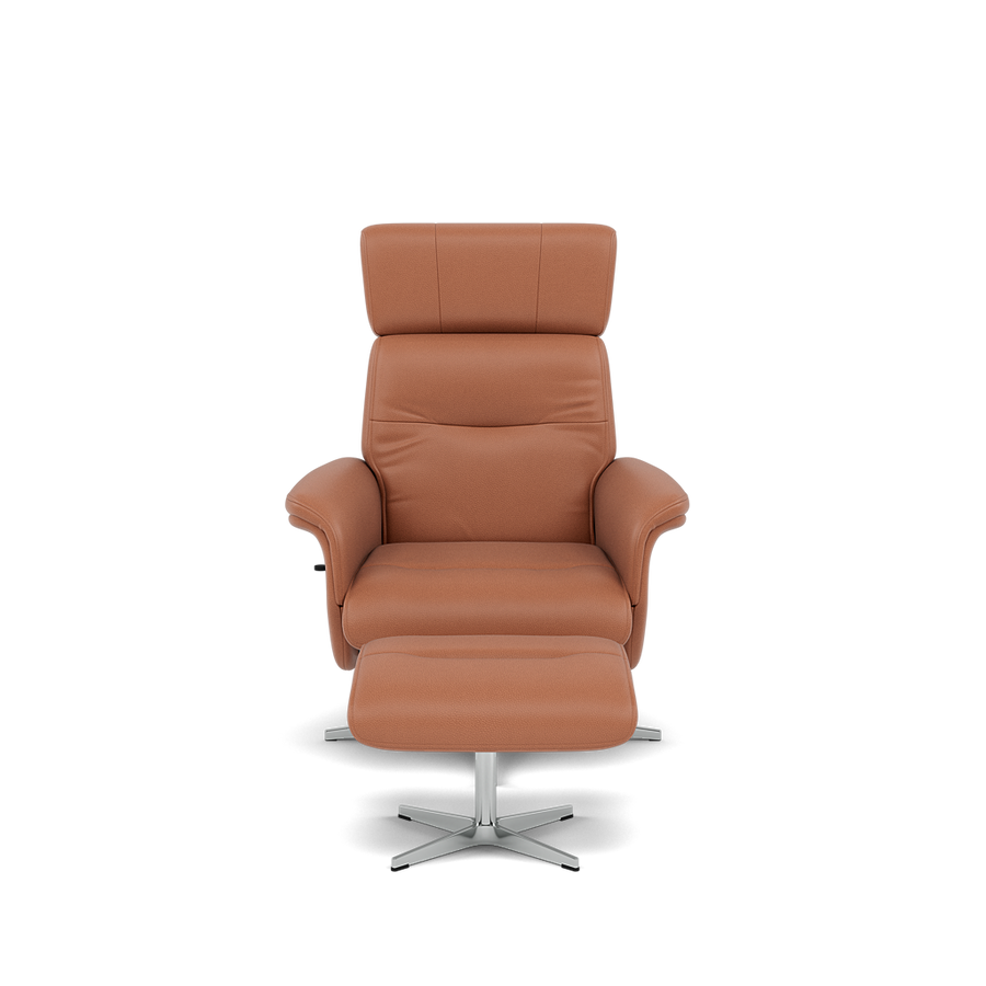 Nicoletti Love Recliner Armchair & Footstool - Manual Chair & Stool CB Armchairs Sterling Home Macao Cognac 363 2