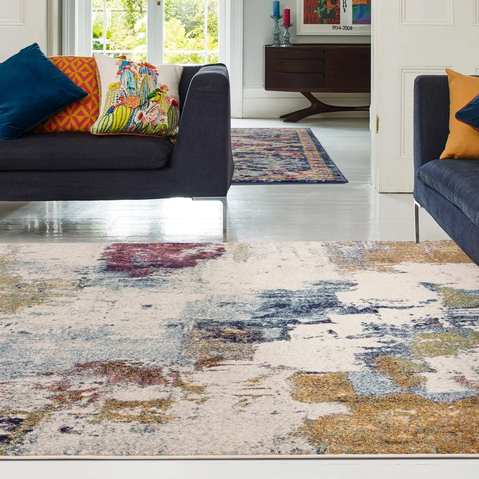 Nasir Abstract Mustard Multi Rug - NV22 Abstract Mustard Multi - 120cm x 170cm