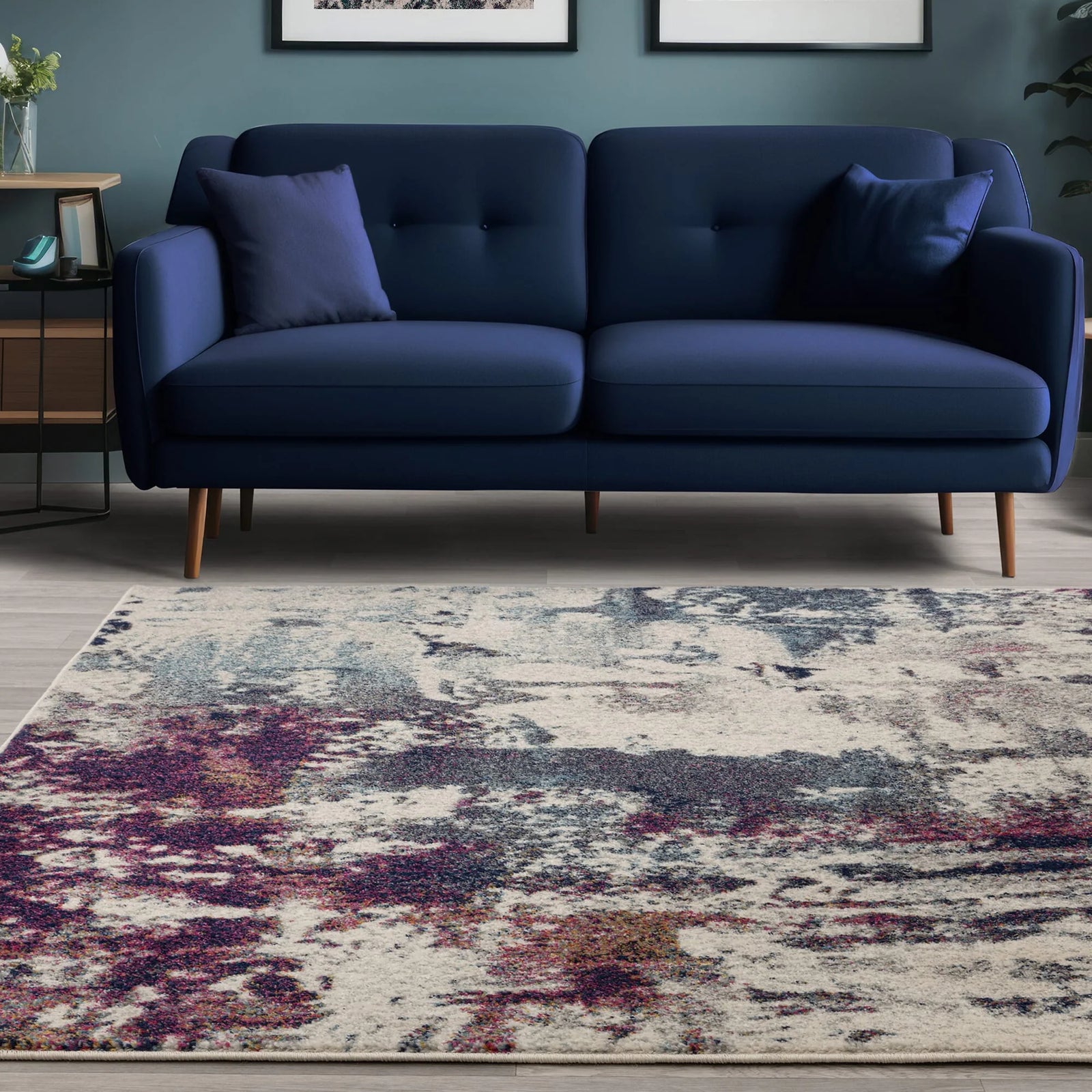 Nasir Abstract Navy Multi Rug - NV23 Abstract Navy Multi  - 120cm x 170cm