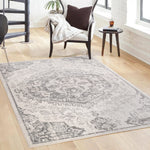 Nasir Medallion Ivory Rug - NV26 Medallion Ivory - 120cm x 170cm