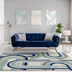 Nasir Retro Blue Rug - NV30 Retro Blue - 80cm x 150cm