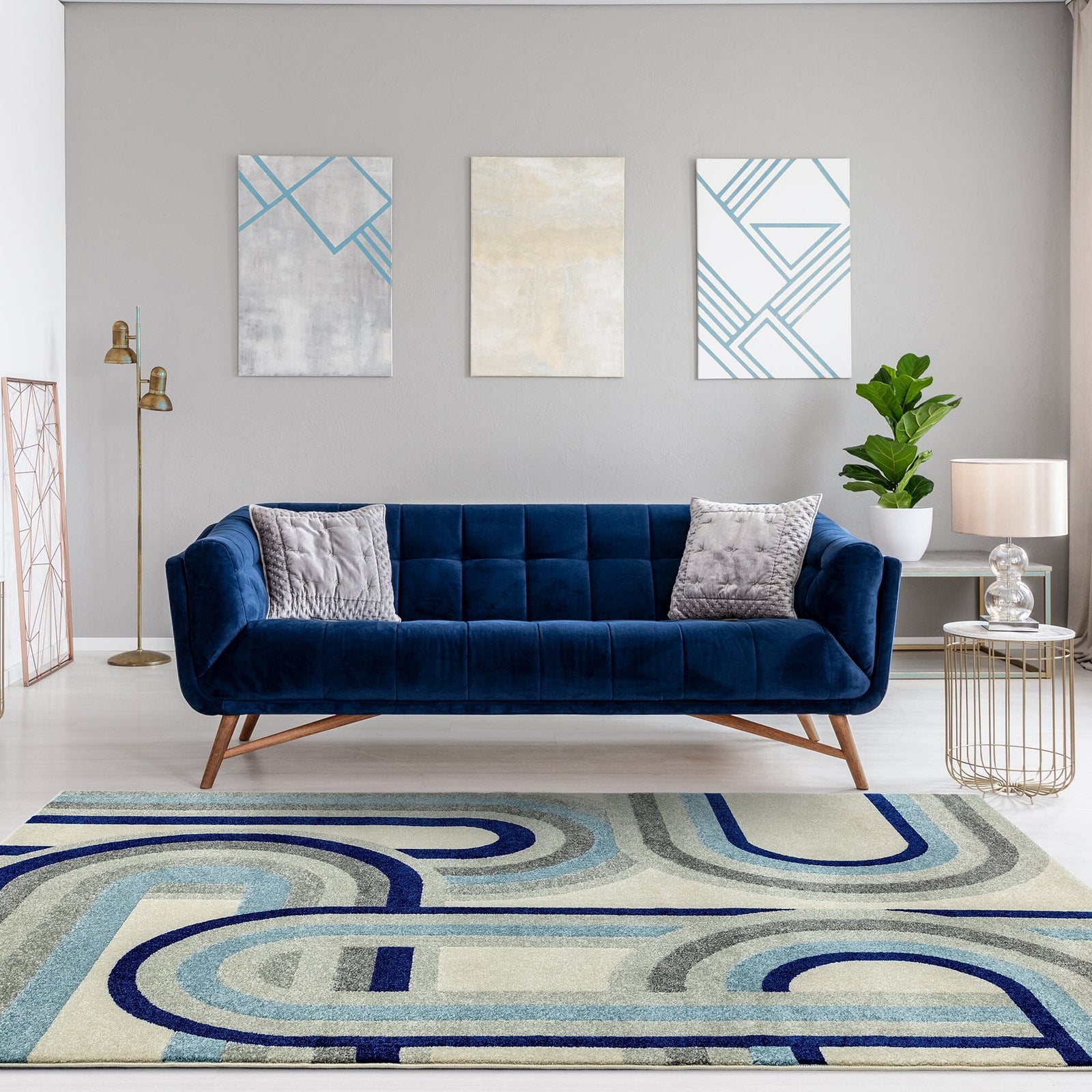 Nasir Retro Blue Rug - NV30 Retro Blue - 80cm x 150cm