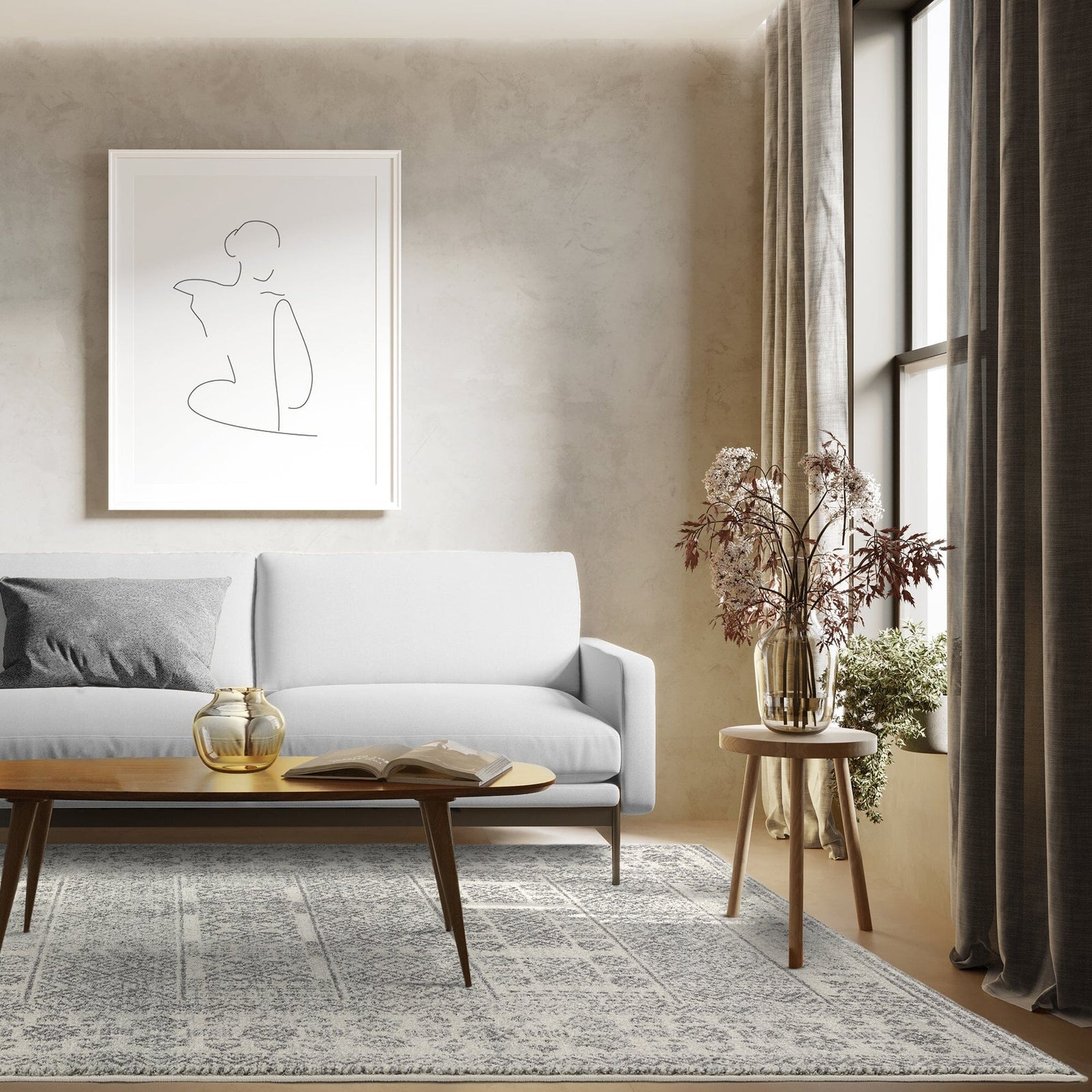 Nasir Tribal Grey Rug - NV33 Tribal Grey - 120cm x 170cm