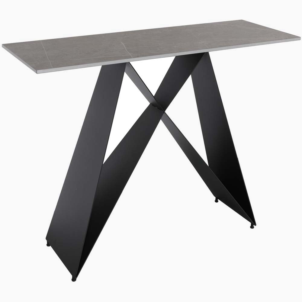 Odessey Console Table - Console Table Grey Sintered Stone / Black Powder Coat Metal Base Tables Sterling Home 2