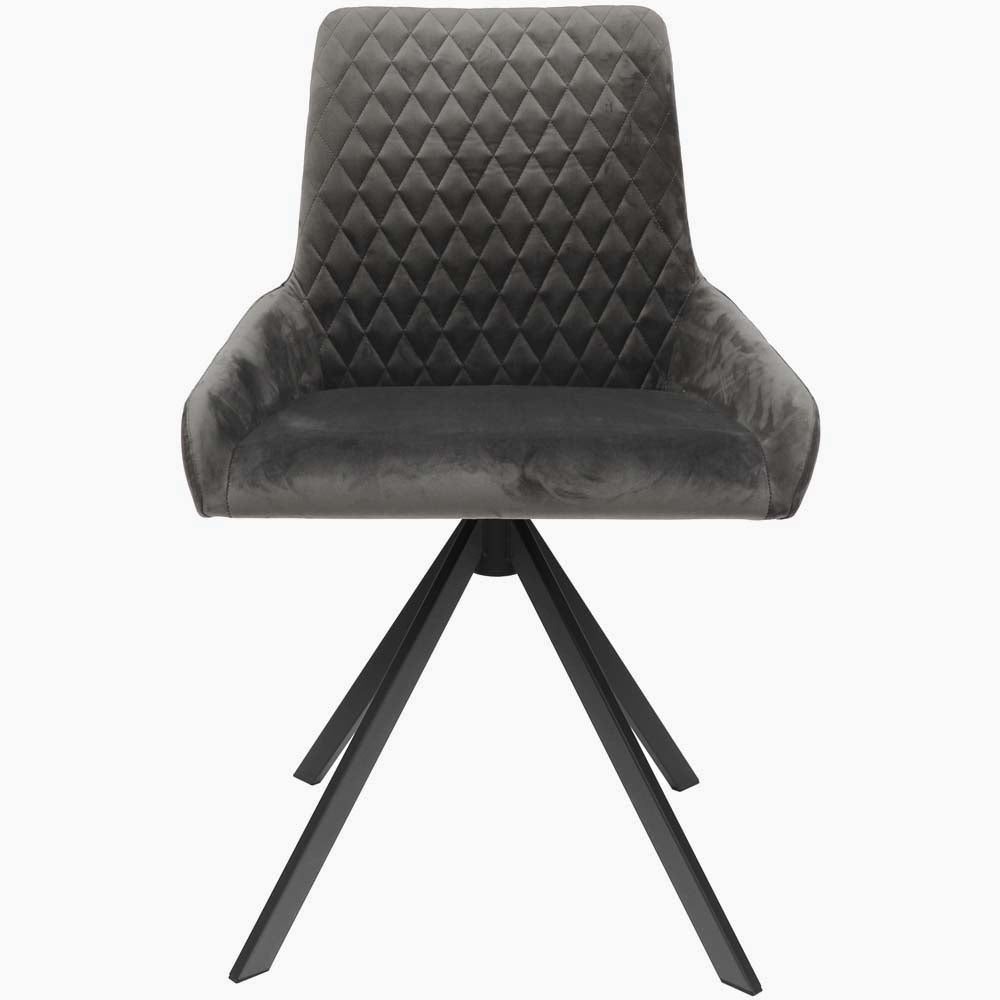 Odessey Pair of Grey Velvet Dining Chairs - Dining Chair - Pair Grey Velvet Sterling Home 2