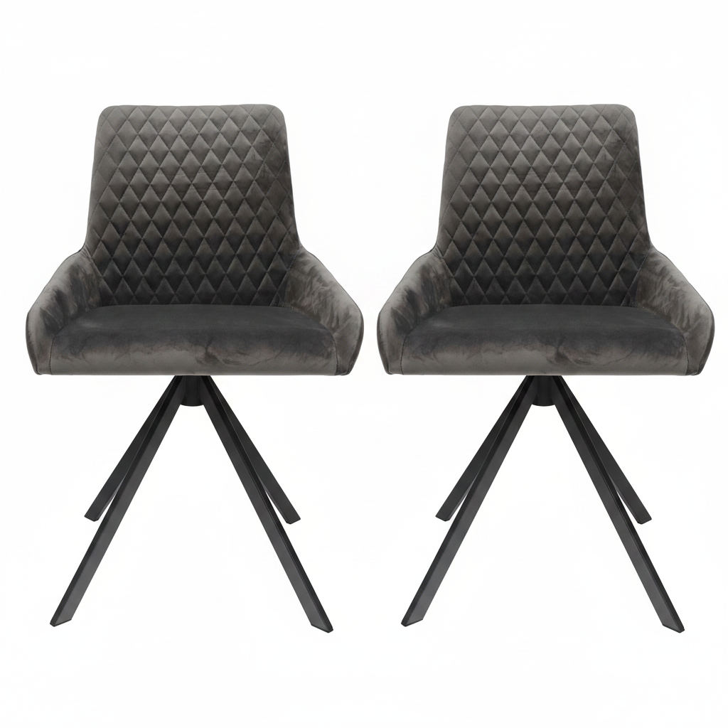 Odessey Pair of Grey Velvet Dining Chairs - Dining Chair - Pair Grey Velvet Sterling Home 1