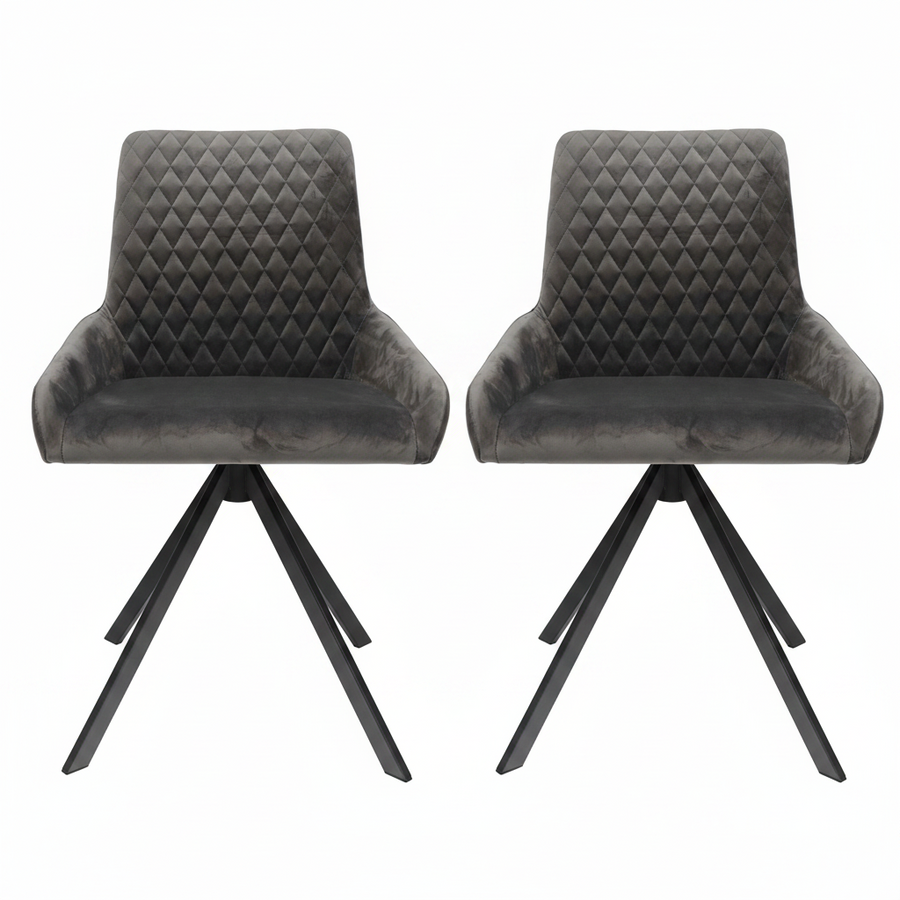 Odessey Pair of Grey Velvet Dining Chairs - Dining Chair - Pair Grey Velvet Sterling Home 1