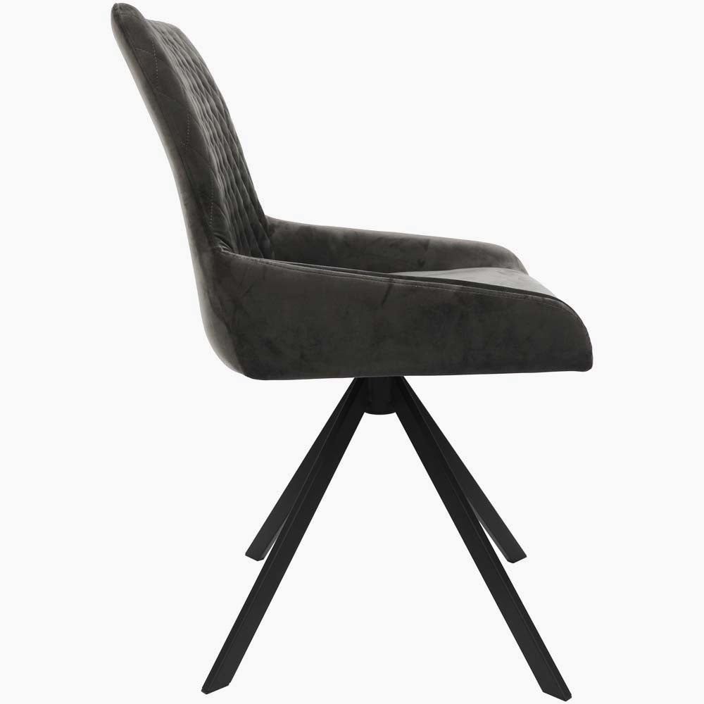 Odessey Pair of Grey Velvet Dining Chairs - Dining Chair - Pair Grey Velvet Sterling Home 4