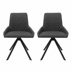 Odessey Pair of Grey Dining Chairs - Dining Chair - Pair Grey Leather Look Sterling Home 1