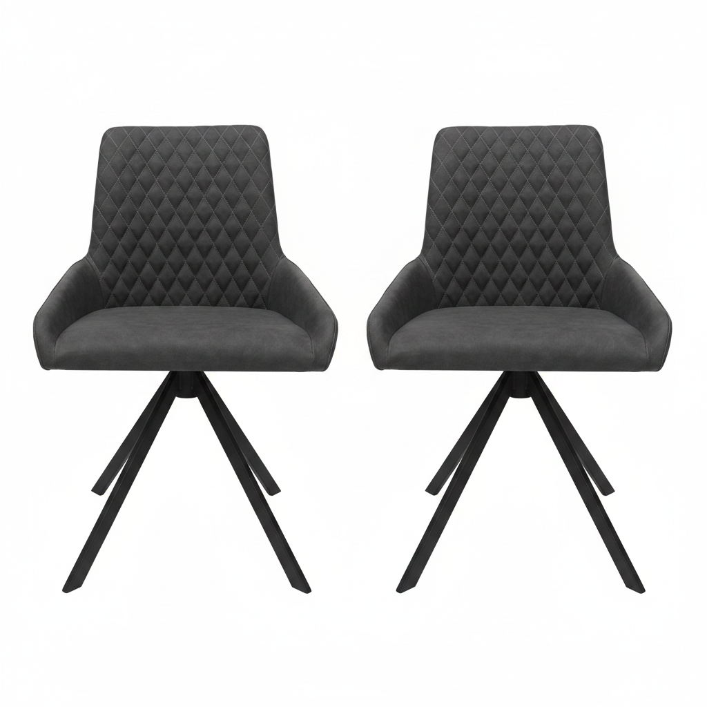 Odessey Pair of Grey Dining Chairs - Dining Chair - Pair Grey Leather Look Sterling Home 1