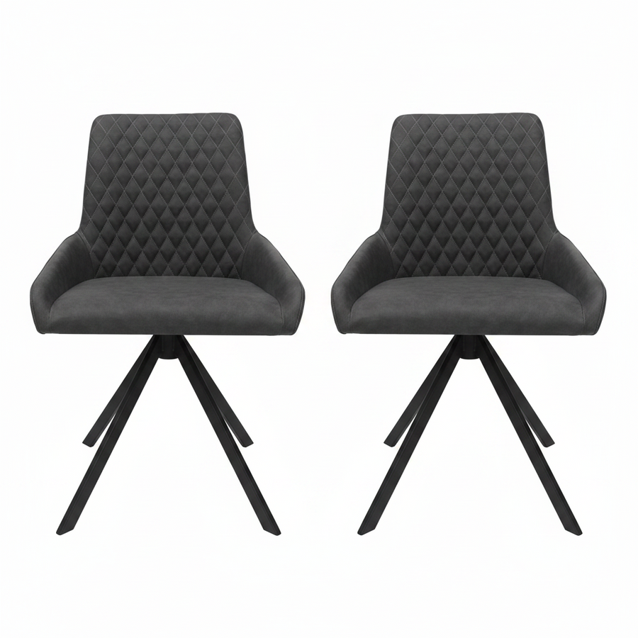 Odessey Pair of Grey Dining Chairs - Dining Chair - Pair Grey Leather Look Sterling Home 1