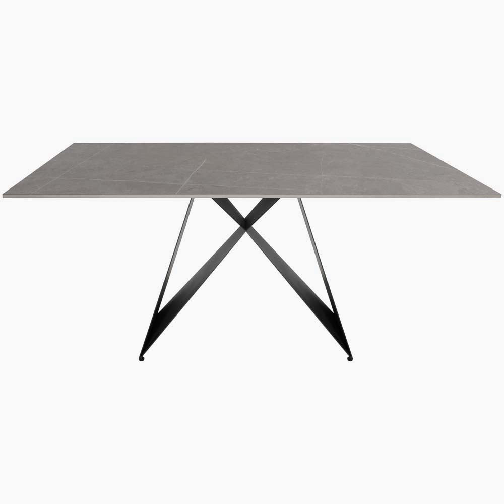 Odessey Dining Table - Fixed Dining Table 160cm Grey Sintered Stone / Black Powder Coat Metal Base Tables Sterling Home 1