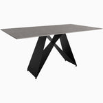 Odessey Dining Table - Fixed Dining Table 160cm Grey Sintered Stone / Black Powder Coat Metal Base Tables Sterling Home 2