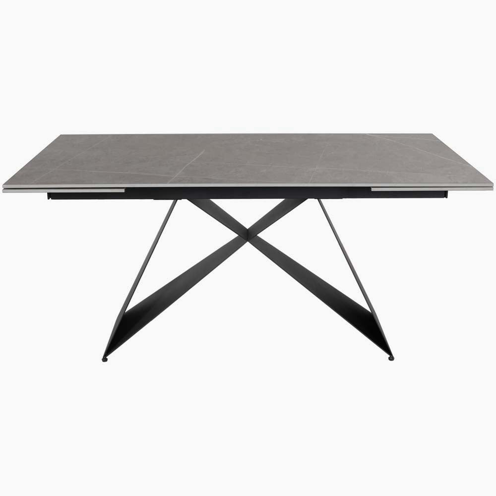 Odessey Extending Dining Table - Extending Dining Table 160cm Grey Sintered Stone / Black Powder Coat Metal Base Tables Sterling Home 1