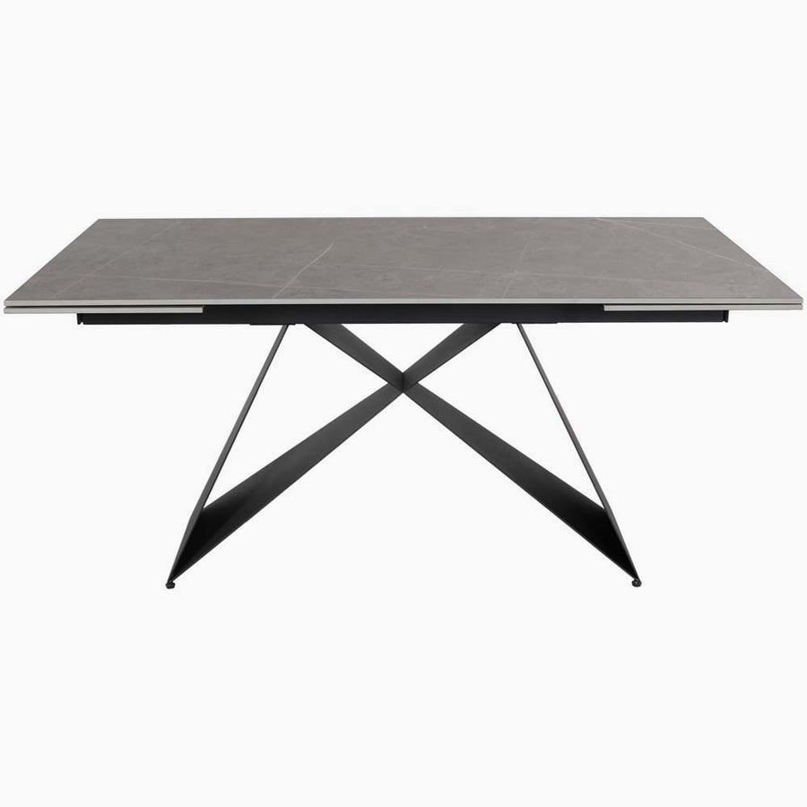 Odessey Extending Dining Table - Extending Dining Table 160cm Grey Sintered Stone / Black Powder Coat Metal Base Tables Sterling Home 1