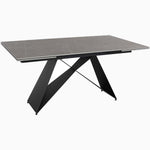 Odessey Extending Dining Table - Extending Dining Table 160cm Grey Sintered Stone / Black Powder Coat Metal Base Tables Sterling Home 2