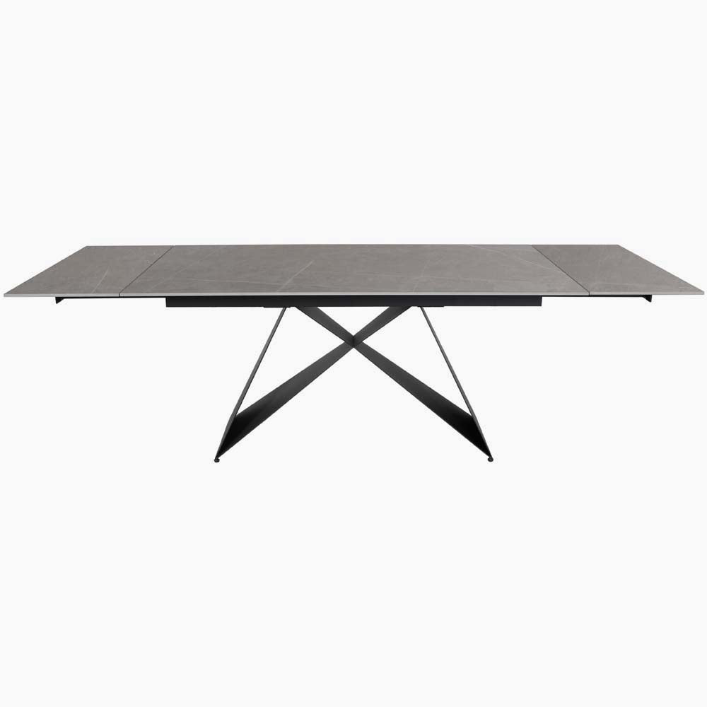 Odessey Extending Dining Table - Extending Dining Table 160cm Grey Sintered Stone / Black Powder Coat Metal Base Tables Sterling Home 3