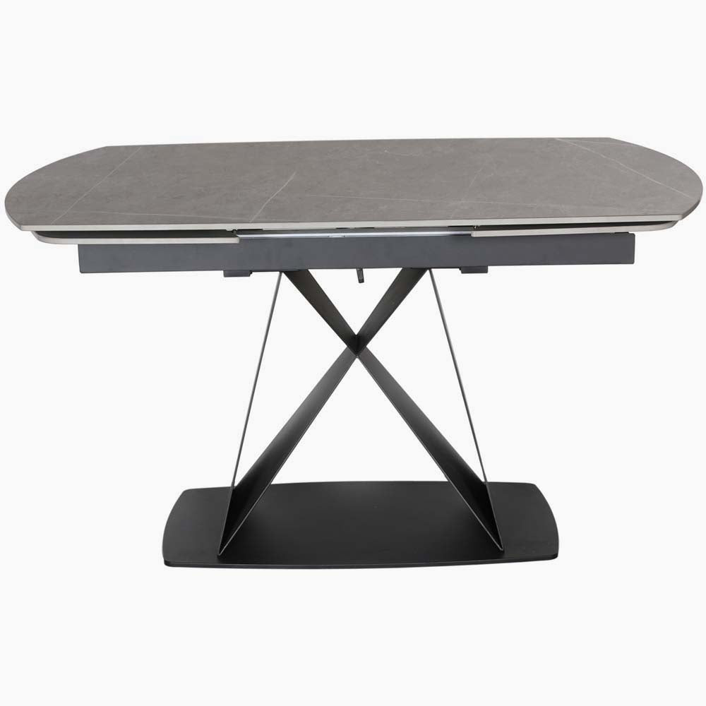 Odessey Motion Dining Table - Motion Dining Table 140-210cm Grey Sintered Stone / Black Powder Coat Metal Base Tables Sterling Home 1