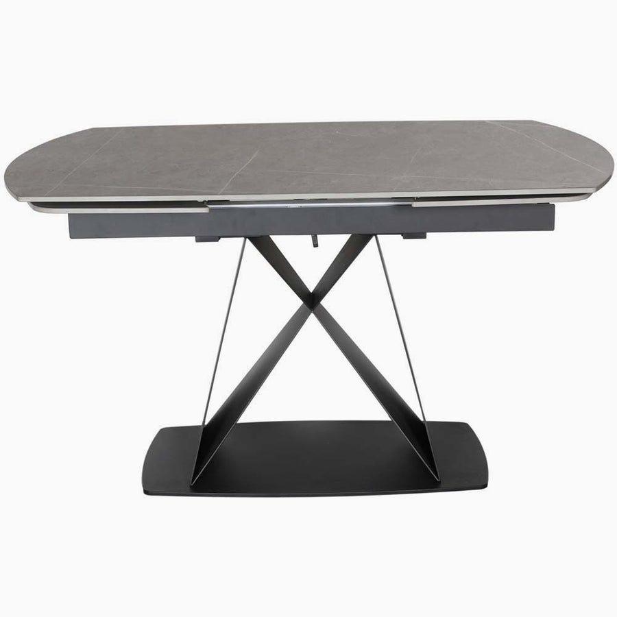 Odessey Motion Dining Table - Motion Dining Table 140-210cm Grey Sintered Stone / Black Powder Coat Metal Base Tables Sterling Home 1