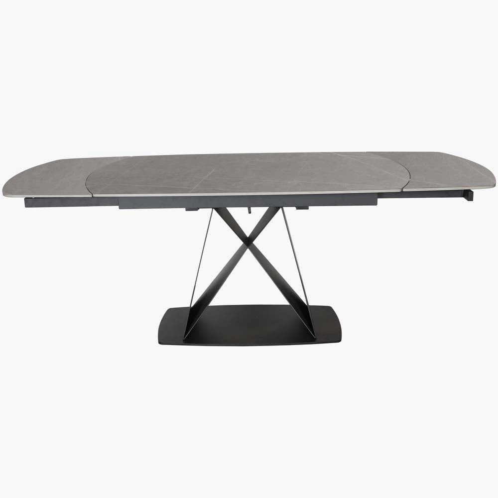 Odessey Motion Dining Table - Motion Dining Table 140-210cm Grey Sintered Stone / Black Powder Coat Metal Base Tables Sterling Home 3